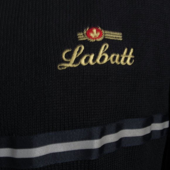 Vintage Labatt's Knit Cardigan Dark Blue Black Beer Promotion EUC Sz Large - Picture 8 of 14